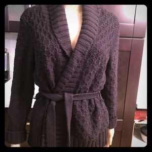 Black belted sweater